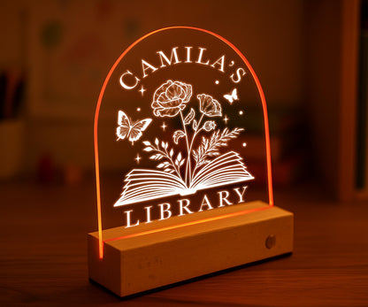 Custom Book Shelf Decor, Book Lover Gifts, Personalized Library Sign, LED Light Bookshelf Sign for Reading Corner Decor, Gifts for Readers