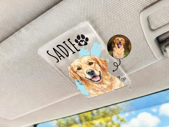 Add Your Pet Photo Car Visor Clip, Pet Memorial Gift for Pet Owner Gift, Drive Safe Visor Picture Clip Photo Decor, Pet Portrait Sun Visor