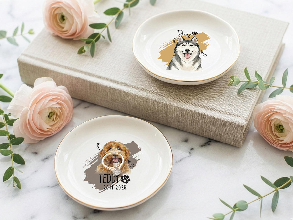 Personalized Pet Trinket Dish Gift, Custom Pet Ring Dish, Custom Pet Photo Ring Dish, Personalized Pet Portrait Jewelry Dish, Pet Lover Gift
