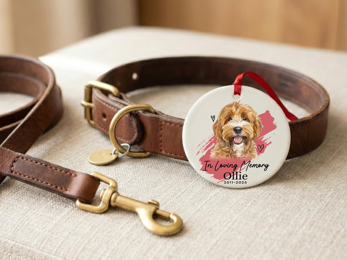 Watercolor Pet Photo Ornament, Custom Pet Ornament for Pet Loss Gift, Forever In Our Hearts Ornament, Pet Keepsake Gift, Pet Sympathy Gift