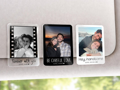 Personalized Valentine Photo Car Visor Clip, Drive Safe I Love You, Valentines Gift for Him, Gifts for Boyfriend, Husband Drive Safe Gift