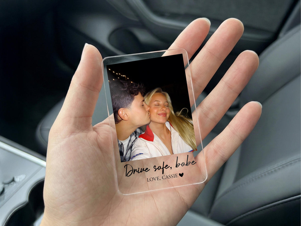 Personalized Valentine Photo Car Visor Clip, Drive Safe I Love You, Valentines Gift for Him, Gifts for Boyfriend, Husband Drive Safe Gift