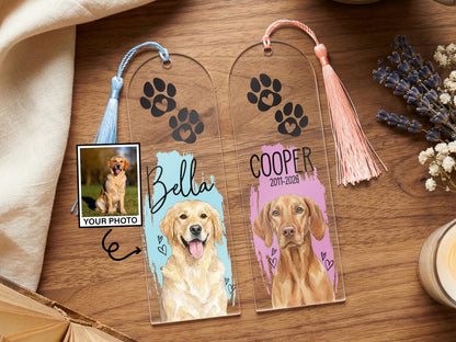 Personalized Pet Photo Bookmark Gift for Book Lover Gift, Pet Loss Gift for Dog Owner Gift, Pet Memorial Keepsake Gift, Book Reader Gift