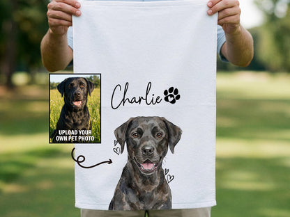Pet Photo Tea Towel, Personalized Dog Portrait Kitchen Towel, Pet Memorial Gift, Cat Picture Towel, Pet Sympathy Gift, Pet Mom Photo Gifts