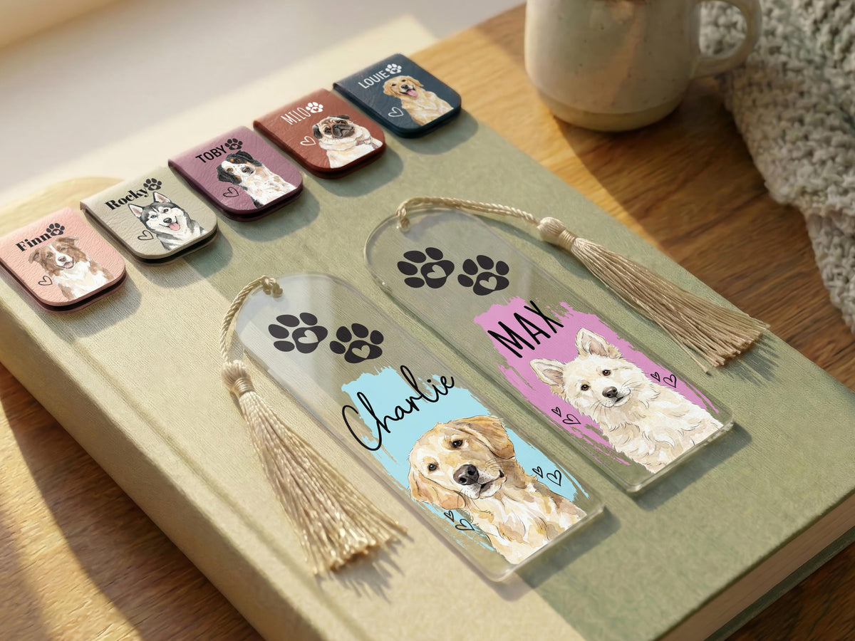 Custom Dog Cat Magnetic Bookmark, Personalized Dog Photo Bookmark, Pet Portrait Leather Bookmark, Pet Remembrance Gift, Pet Book Lover Gifts
