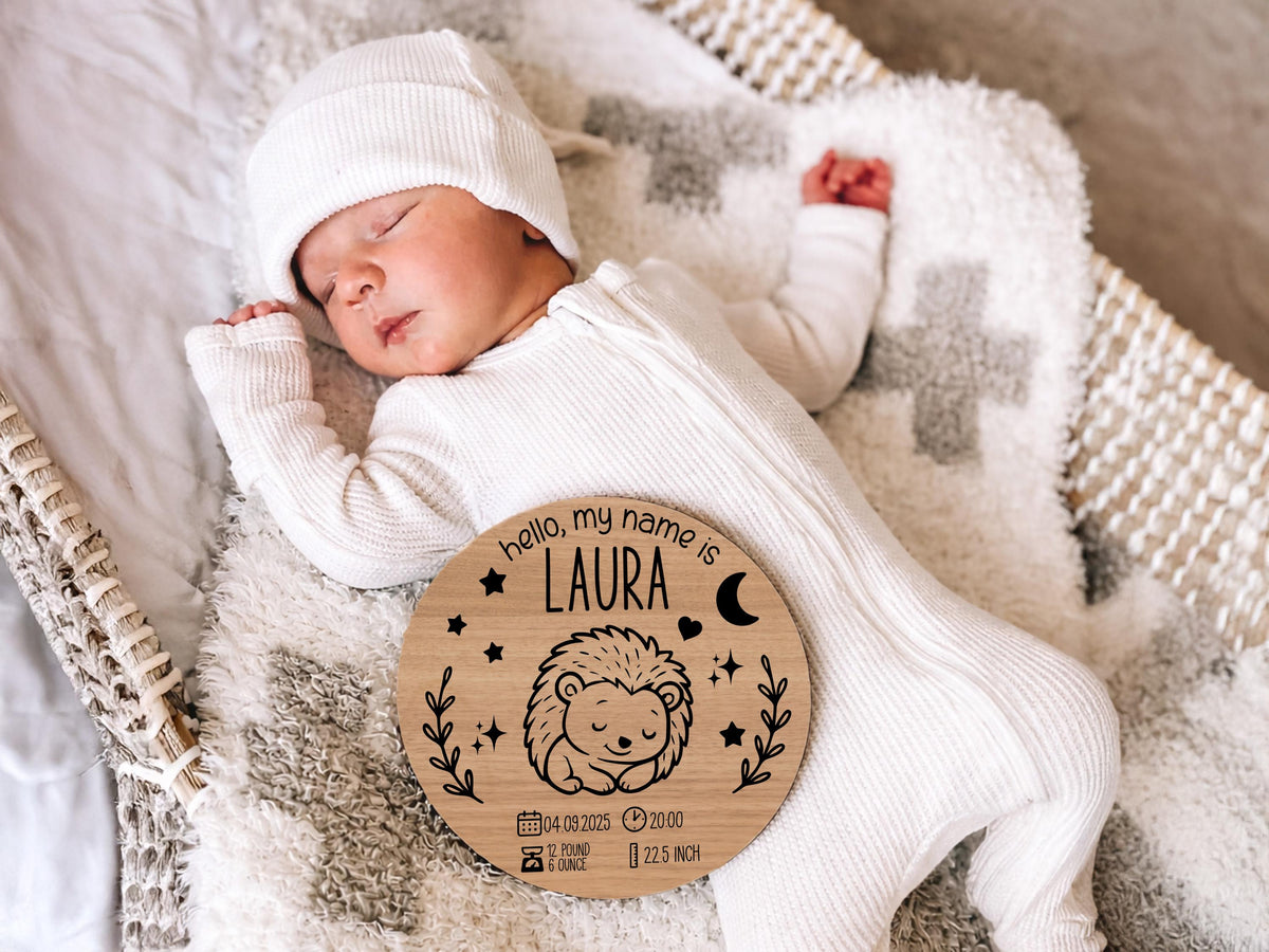 Baby Name With Birth Stats, Personalized Baby Sign, Hospital Newborn Arrival Announcement Sign, Newborn Name Wood Sign for Name Reveal Sign