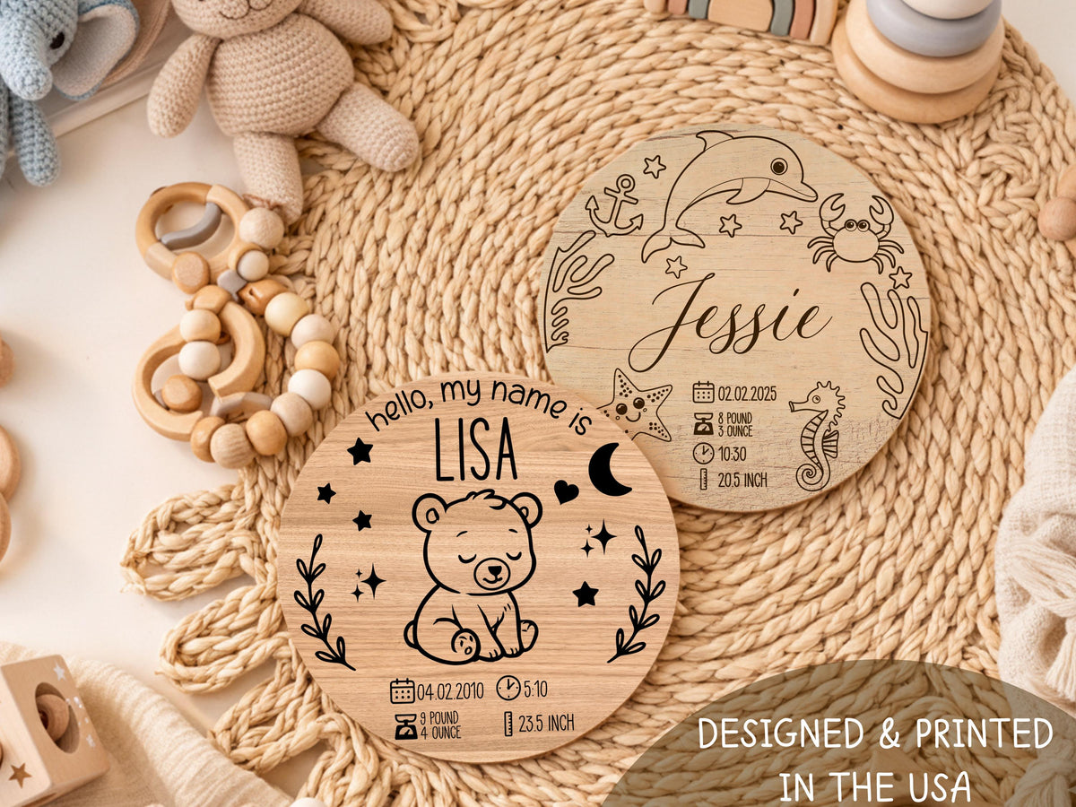Baby Name With Birth Stats, Personalized Baby Sign, Hospital Newborn Arrival Announcement Sign, Newborn Name Wood Sign for Name Reveal Sign