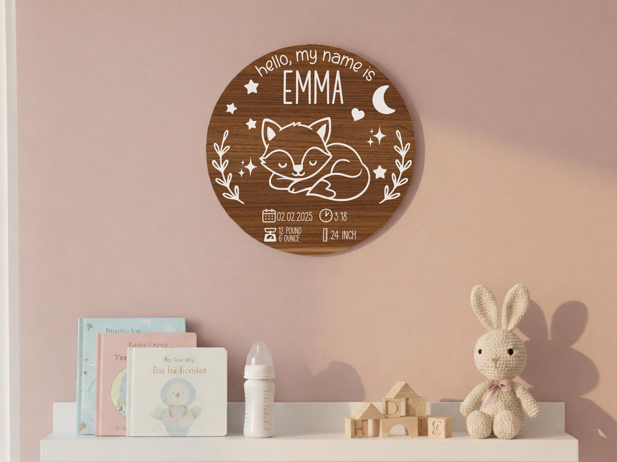 Baby Name With Birth Stats, Personalized Baby Sign, Hospital Newborn Arrival Announcement Sign, Newborn Name Wood Sign for Name Reveal Sign