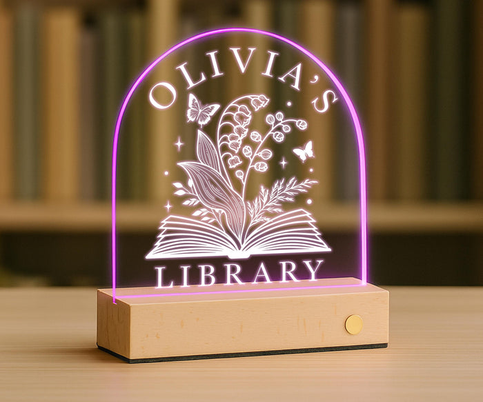 Custom Book Shelf Decor, Book Lover Gifts, Personalized Library Sign, LED Light Bookshelf Sign for Reading Corner Decor, Gifts for Readers