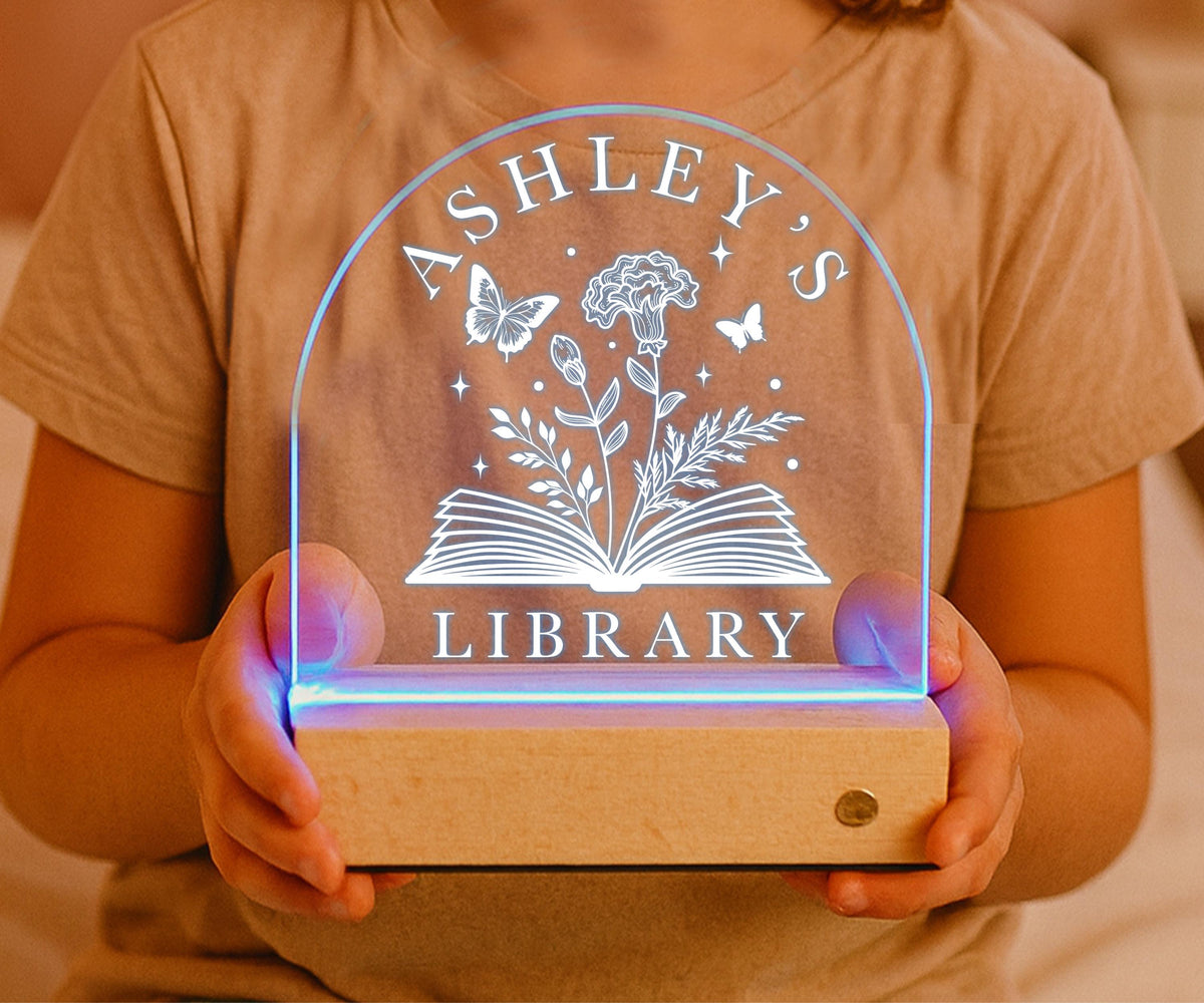 Custom Book Shelf Decor, Book Lover Gifts, Personalized Library Sign, LED Light Bookshelf Sign for Reading Corner Decor, Gifts for Readers