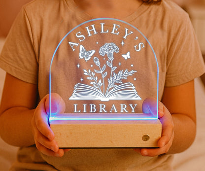 Custom Book Shelf Decor, Book Lover Gifts, Personalized Library Sign, LED Light Bookshelf Sign for Reading Corner Decor, Gifts for Readers