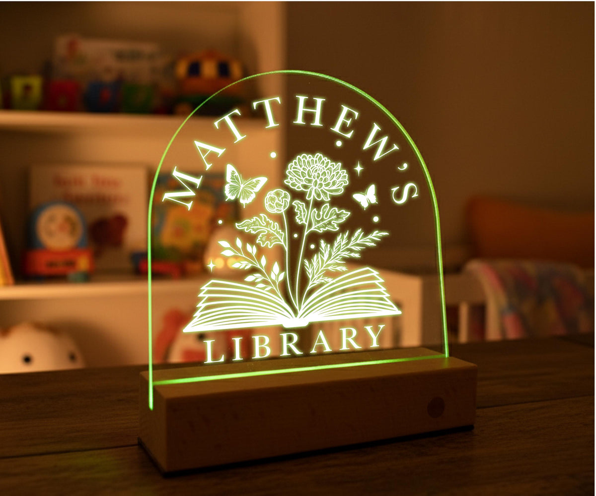 Custom Book Shelf Decor, Book Lover Gifts, Personalized Library Sign, LED Light Bookshelf Sign for Reading Corner Decor, Gifts for Readers