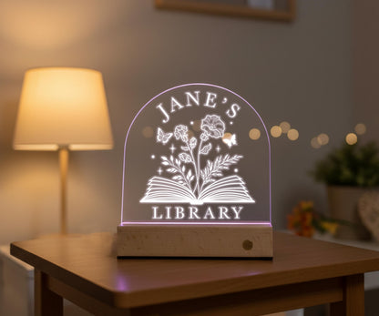 Custom Book Shelf Decor, Book Lover Gifts, Personalized Library Sign, LED Light Bookshelf Sign for Reading Corner Decor, Gifts for Readers