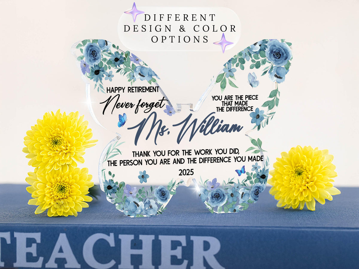 Personalized Acrylic Butterfly Gift: Retirement, Teacher Appreciation