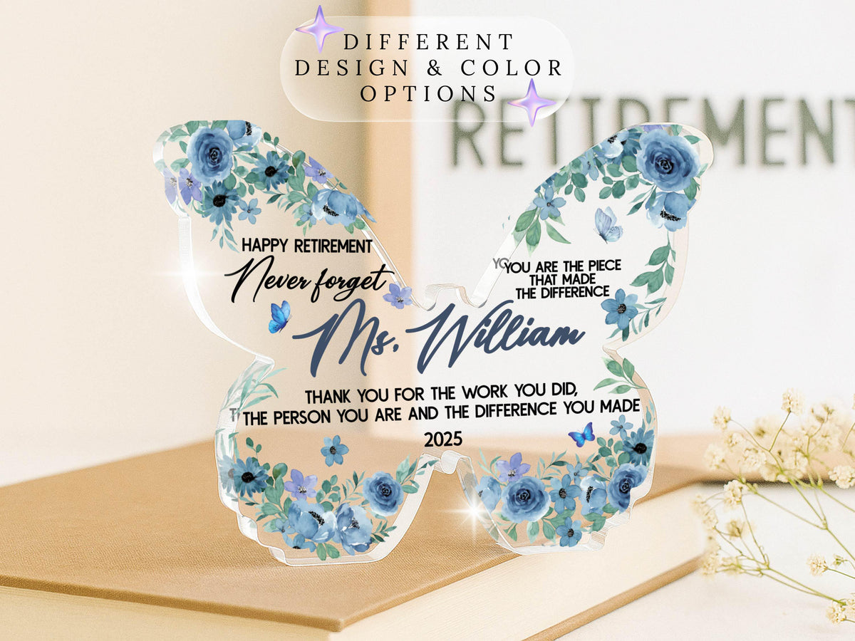 Personalized Acrylic Butterfly Gift: Retirement, Teacher Appreciation
