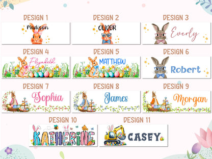 Personalized Easter Basket Liner, Custom Name Easter Egg Hunt Basket Liner, Kids Easter Basket Decoration, Bunny Boy or Girl Easter Gifts