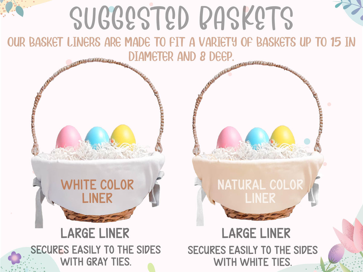 Personalized Easter Basket Liner, Custom Name Easter Egg Hunt Basket Liner, Kids Easter Basket Decoration, Bunny Boy or Girl Easter Gifts