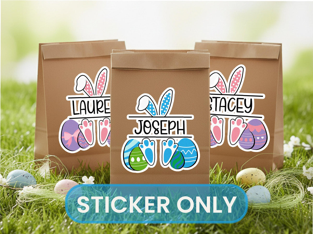 Personalized Easter Basket Name Sticker for Kids, Easter Tags, Bunny Name Label, Easter Basket Stuffer, Easter Gift for Toddler, Party Favor
