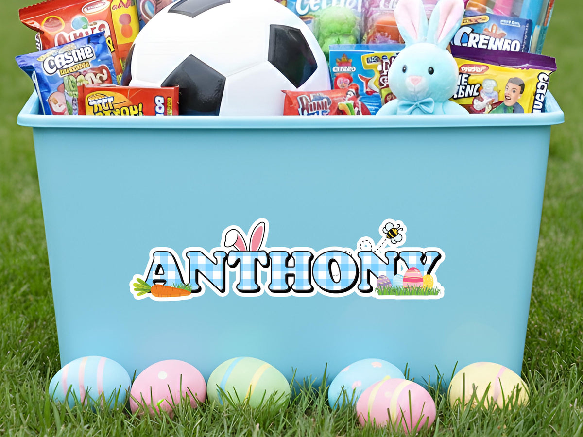 Personalized Easter Basket Name Sticker for Kids, Easter Tags, Bunny Name Label, Easter Basket Stuffer, Easter Gift for Toddler, Party Favor