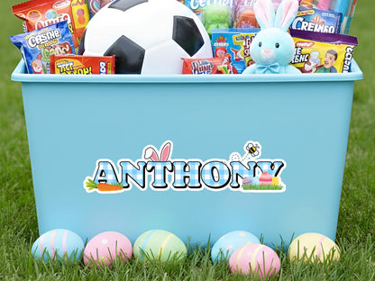 Personalized Easter Basket Name Sticker for Kids, Easter Tags, Bunny Name Label, Easter Basket Stuffer, Easter Gift for Toddler, Party Favor