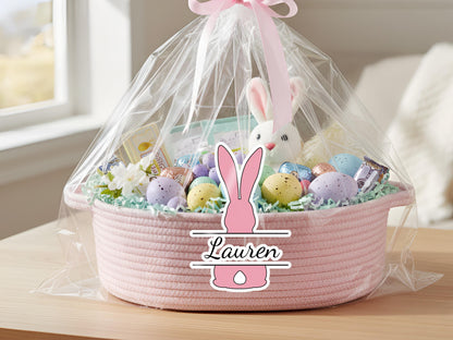 Personalized Easter Basket Name Sticker for Kids, Easter Tags, Bunny Name Label, Easter Basket Stuffer, Easter Gift for Toddler, Party Favor