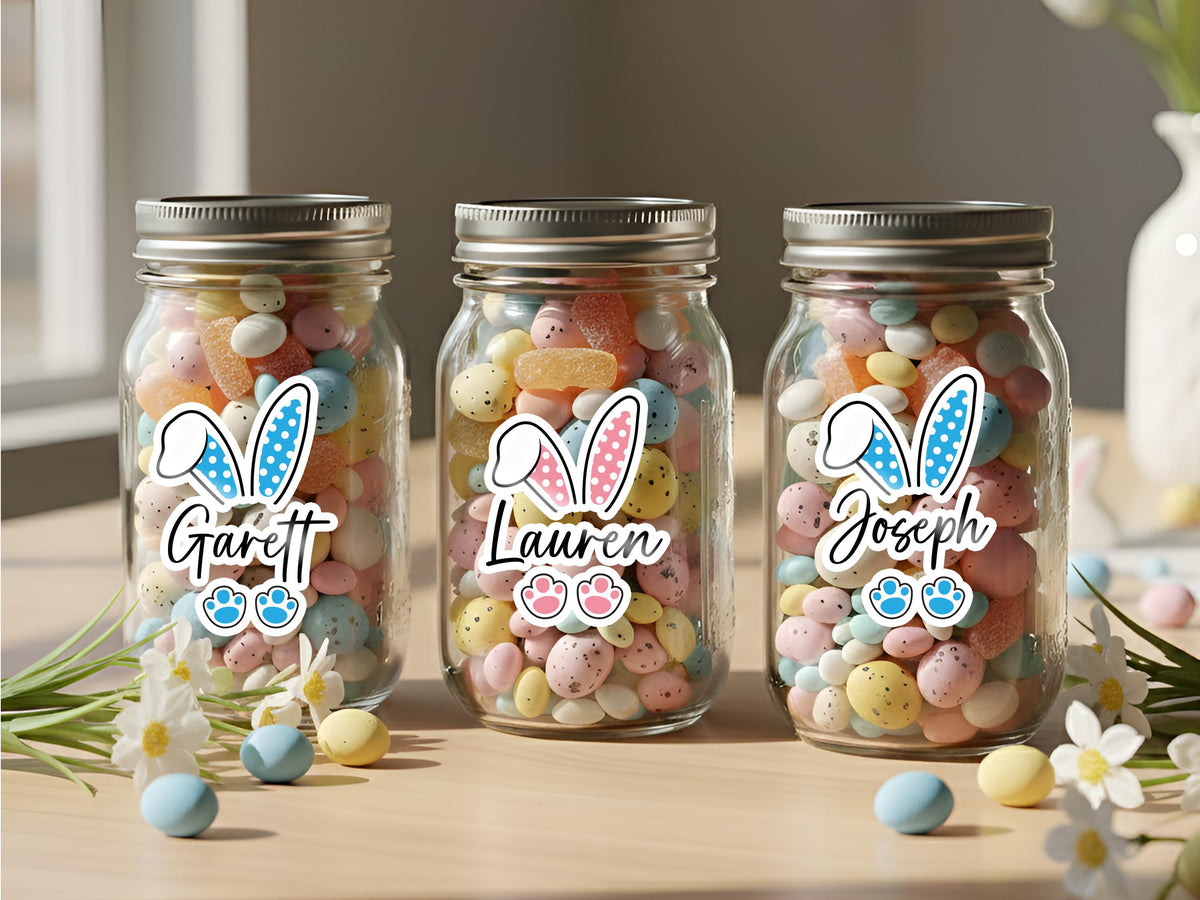 Personalized Easter Basket Name Sticker for Kids, Easter Tags, Bunny Name Label, Easter Basket Stuffer, Easter Gift for Toddler, Party Favor