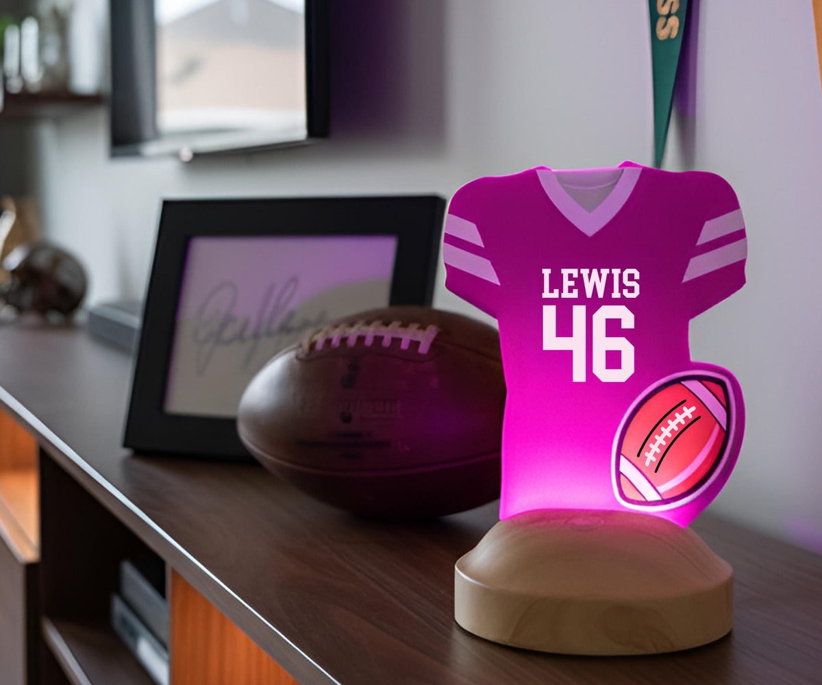 Personalized American Football Team Gift, Jersey Football Night Light, Football Name Sign, Sports Name Sign, Custom Gift For Football Player