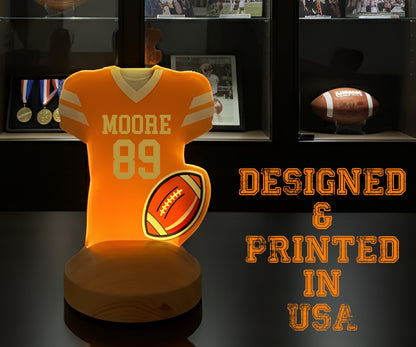 Personalized American Football Team Gift, Jersey Football Night Light, Football Name Sign, Sports Name Sign, Custom Gift For Football Player