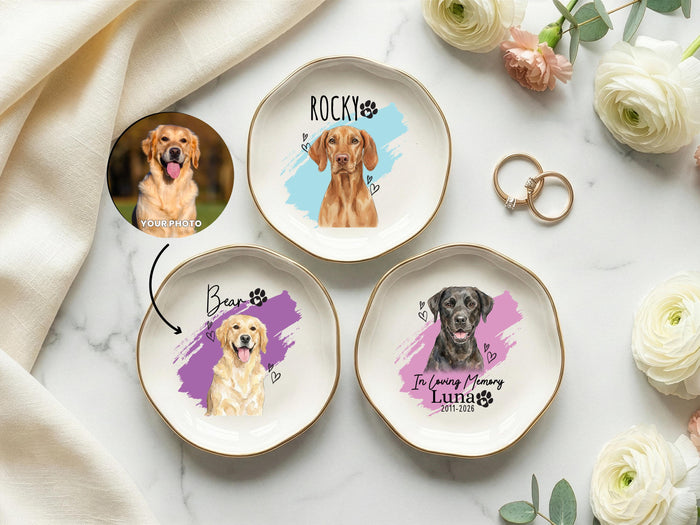 Personalized Pet Trinket Dish Gift, Custom Pet Ring Dish, Custom Pet Photo Ring Dish, Personalized Pet Portrait Jewelry Dish, Pet Lover Gift