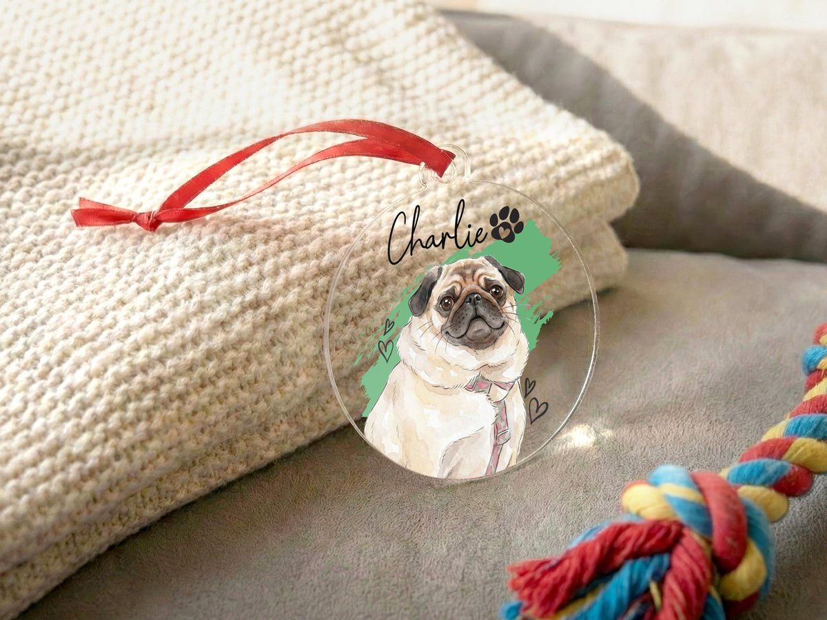 Watercolor Pet Photo Ornament, Custom Pet Ornament for Pet Loss Gift, Forever In Our Hearts Ornament, Pet Keepsake Gift, Pet Sympathy Gift