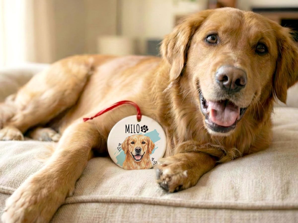 Watercolor Pet Photo Ornament, Custom Pet Ornament for Pet Loss Gift, Forever In Our Hearts Ornament, Pet Keepsake Gift, Pet Sympathy Gift