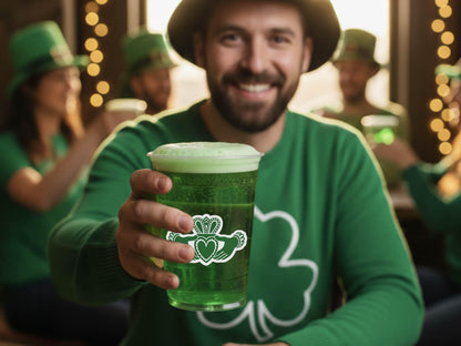 St Patrick’s Day Stickers for Custom Party Cups, Shamrock Stickers, Irish Gifts, Lucky Four Leaf Clover Decals, Party Favors