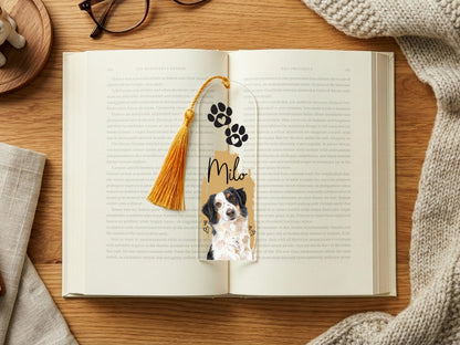 Personalized Pet Photo Bookmark Gift for Book Lover Gift, Pet Loss Gift for Dog Owner Gift, Pet Memorial Keepsake Gift, Book Reader Gift
