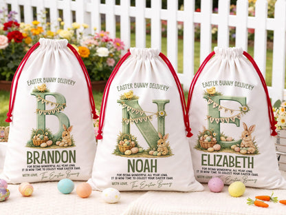 Personalized Easter Basket For Kids Easter Gift, Custom Easter Bunny Sack, Egg Basket For Easter Decor Monogram Basket For Easter Egg Hunt