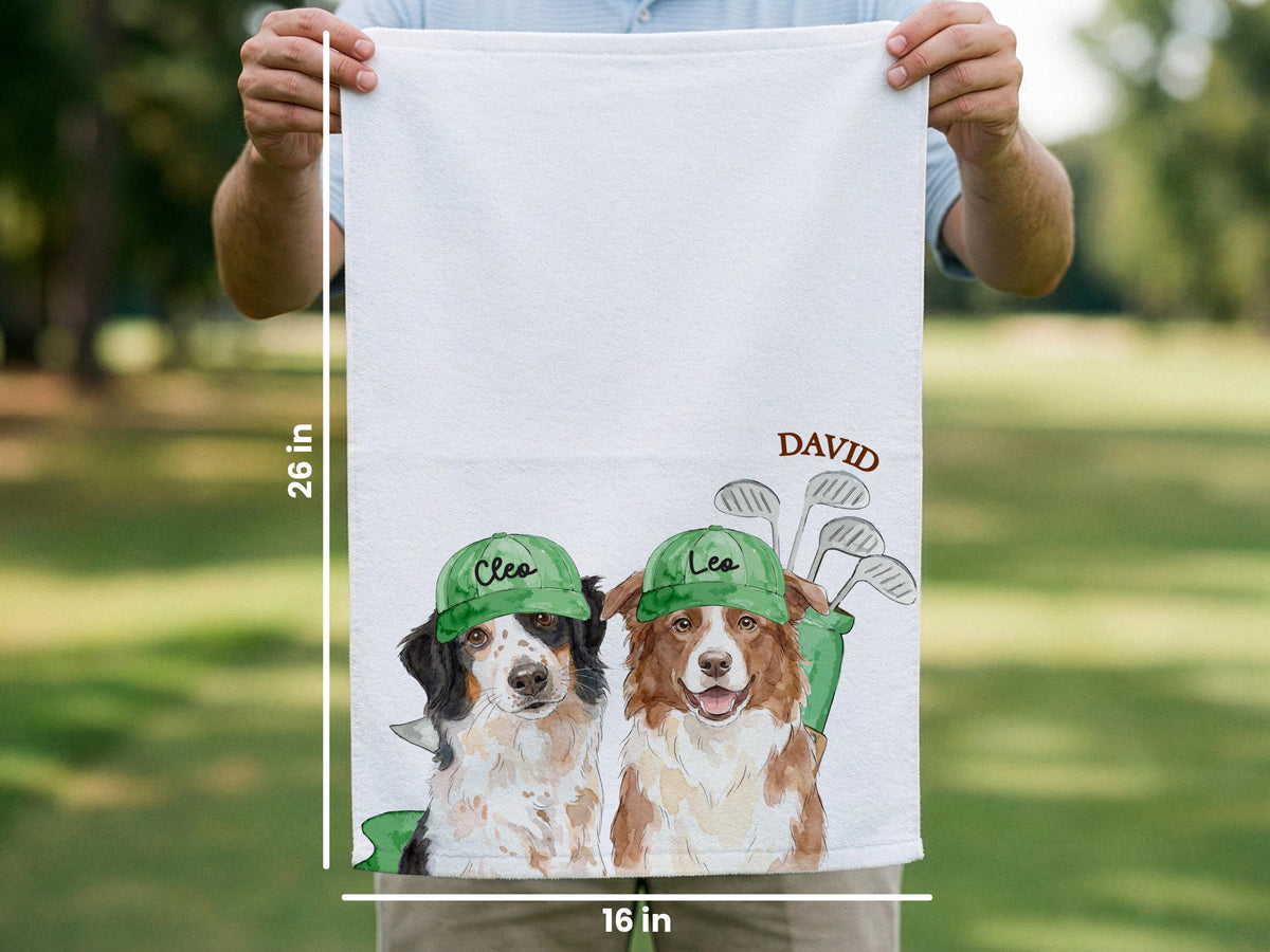 Personalized Pet Portrait Golf Towel with Photo, Dog Dad & Dog Mom Gifts, Cat Dog Lover, Pet Memorial Keepsake