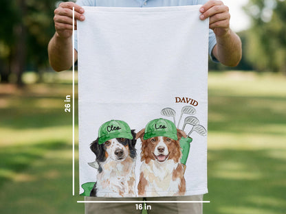 Personalized Pet Portrait Golf Towel with Photo, Dog Dad & Dog Mom Gifts, Cat Dog Lover, Pet Memorial Keepsake