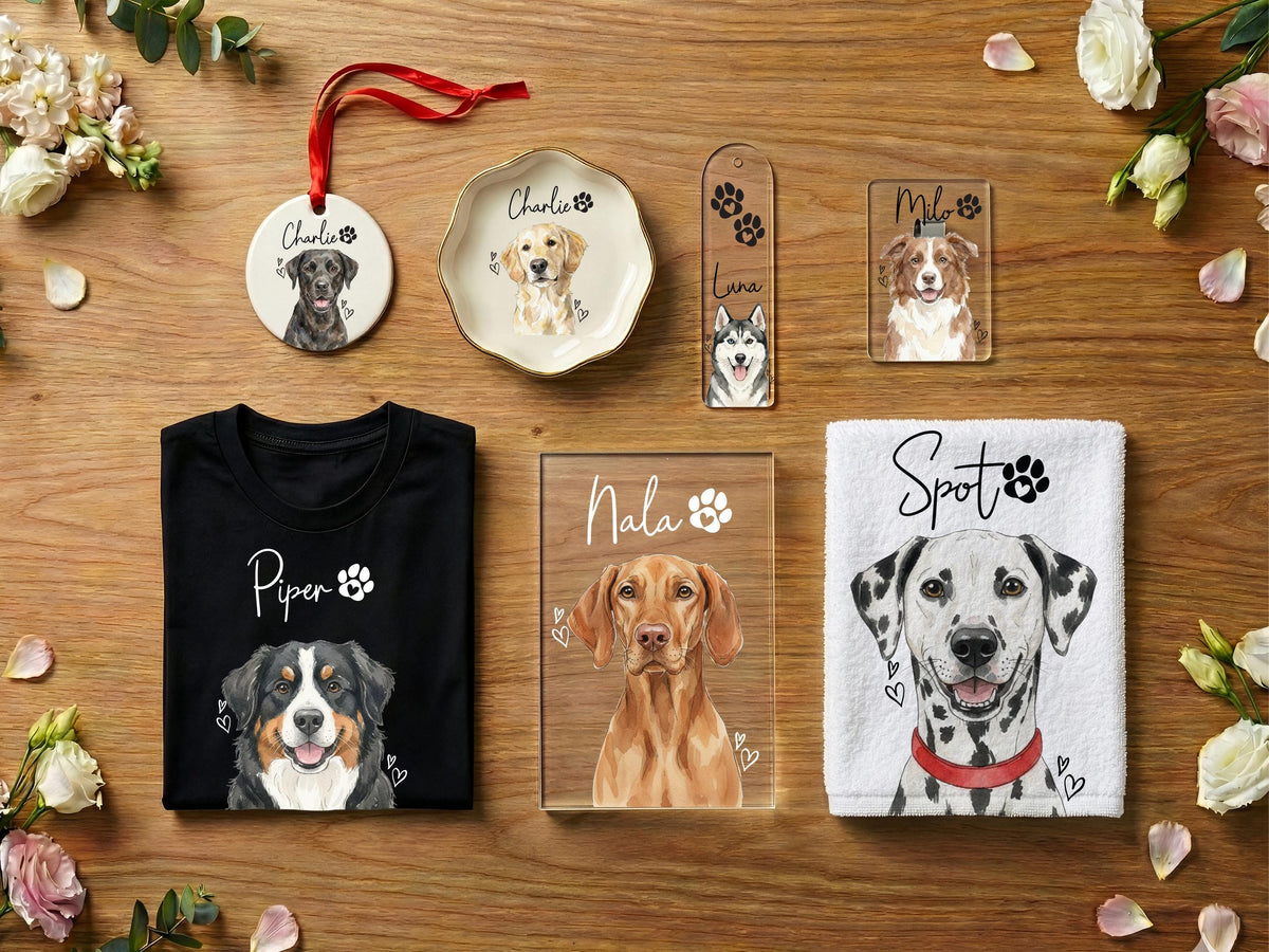 Pet Photo Tea Towel, Personalized Dog Portrait Kitchen Towel, Pet Memorial Gift, Cat Picture Towel, Pet Sympathy Gift, Pet Mom Photo Gifts
