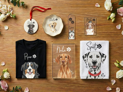 Pet Photo Tea Towel, Personalized Dog Portrait Kitchen Towel, Pet Memorial Gift, Cat Picture Towel, Pet Sympathy Gift, Pet Mom Photo Gifts