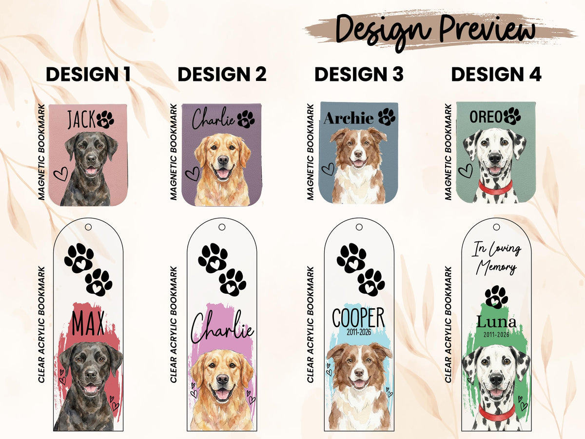 Custom Dog Cat Magnetic Bookmark, Personalized Dog Photo Bookmark, Pet Portrait Leather Bookmark, Pet Remembrance Gift, Pet Book Lover Gifts