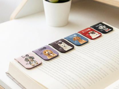 Custom Dog Cat Magnetic Bookmark, Personalized Dog Photo Bookmark, Pet Portrait Leather Bookmark, Pet Remembrance Gift, Pet Book Lover Gifts