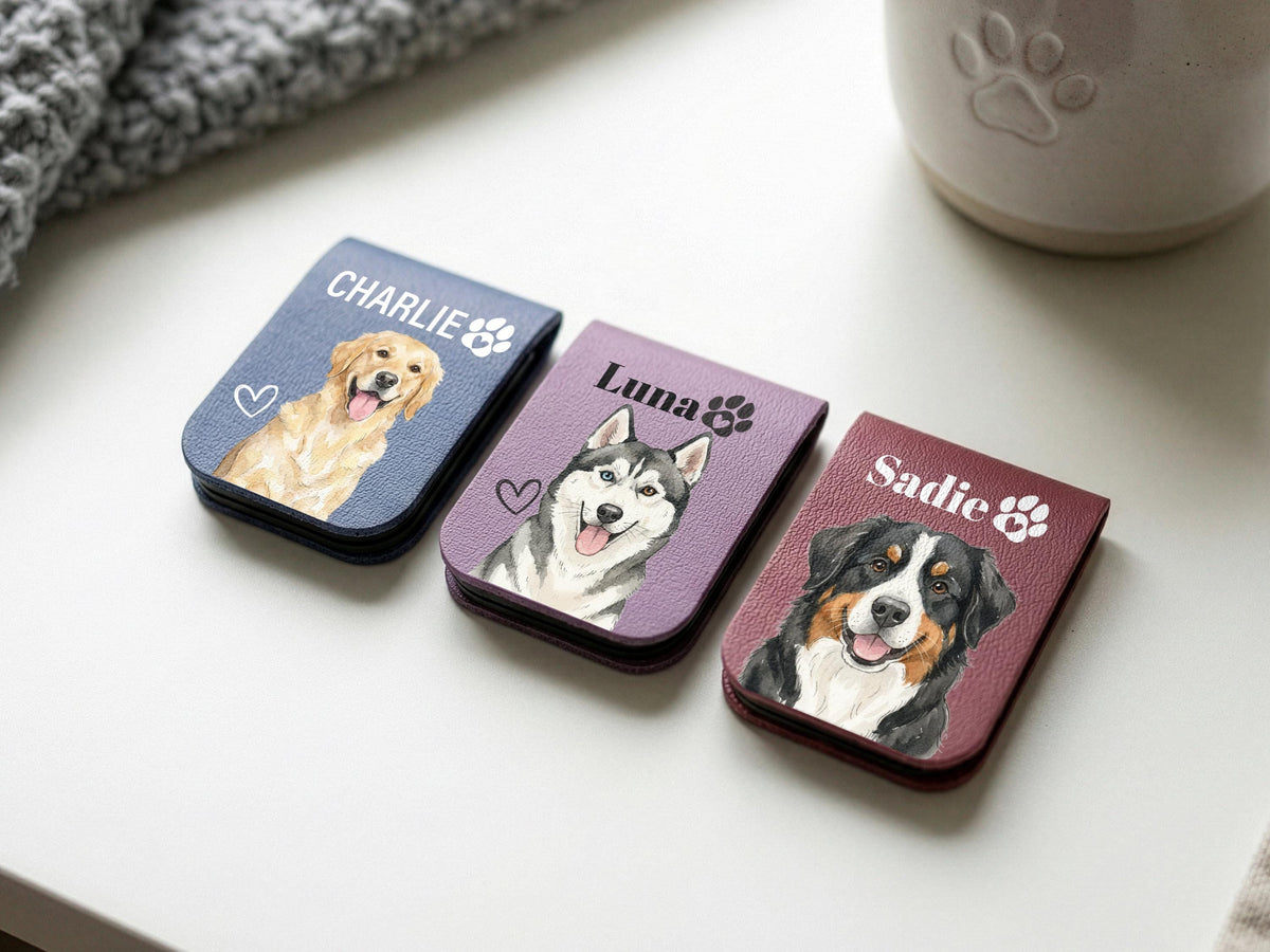 Custom Dog Cat Magnetic Bookmark, Personalized Dog Photo Bookmark, Pet Portrait Leather Bookmark, Pet Remembrance Gift, Pet Book Lover Gifts