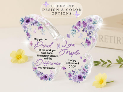 Personalized Acrylic Butterfly Gift: Retirement, Teacher Appreciation