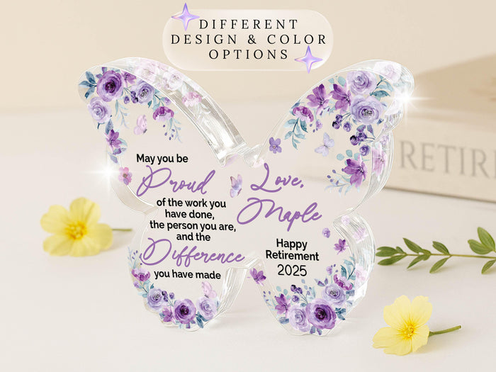 Personalized Acrylic Butterfly Gift: Retirement, Teacher Appreciation