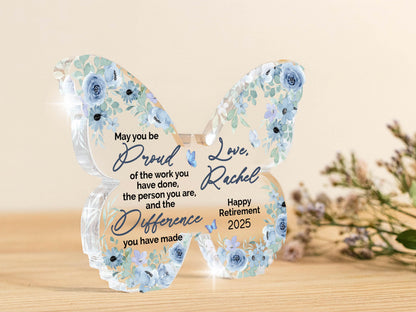 Personalized Acrylic Butterfly Gift: Retirement, Teacher Appreciation