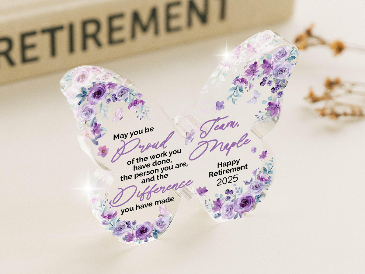 Personalized Acrylic Butterfly Gift: Retirement, Teacher Appreciation
