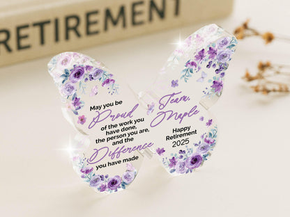 Personalized Acrylic Butterfly Gift: Retirement, Teacher Appreciation