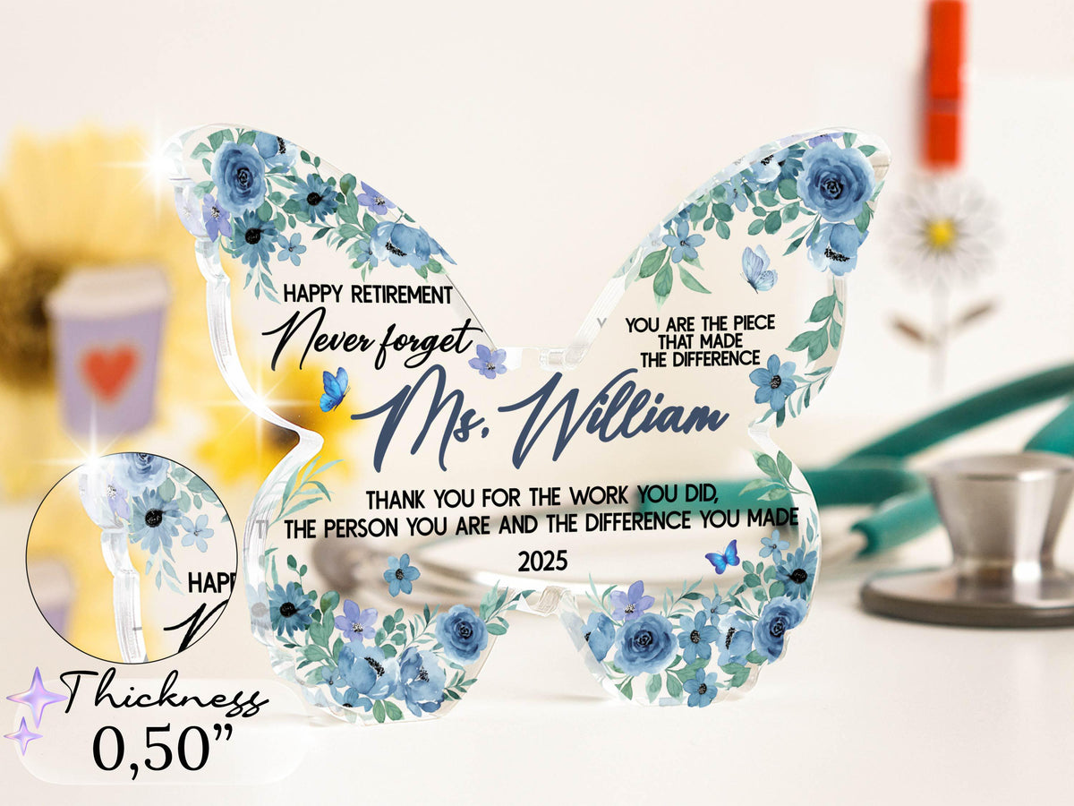 Personalized Acrylic Butterfly Gift: Retirement, Teacher Appreciation