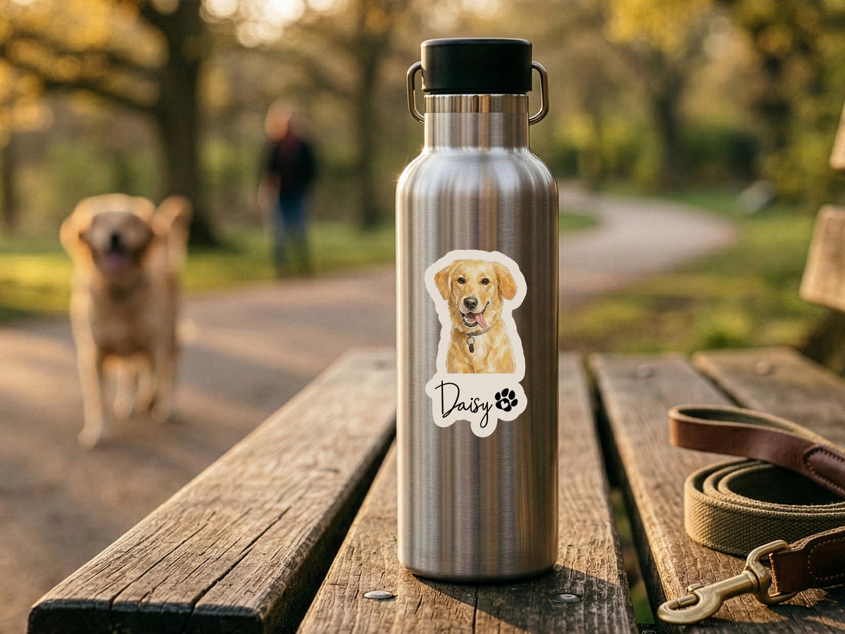 Personalized Pet Photo Sticker, Custom Dog Cat Portrait Sticker, Waterproof Vinyl Decal for Laptop, Water Bottle, Pet Bowl, Pet Lover Gift