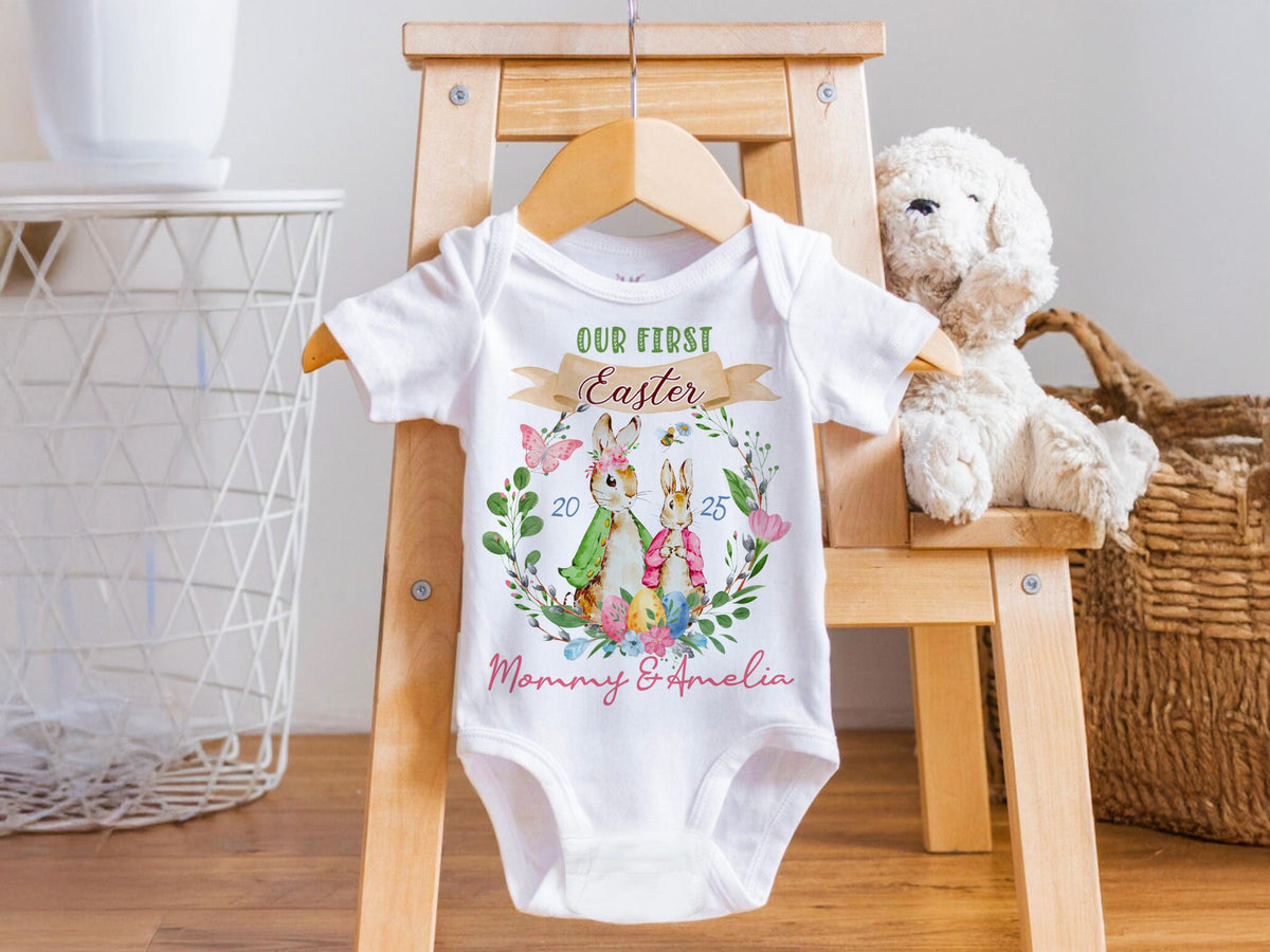 Personalized First Easter Outfit, Mommy and Me Matching Shirts, Custom Baby Bodysuit, Spring Bunny Shirt Gift