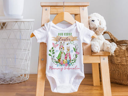 Personalized First Easter Outfit, Mommy and Me Matching Shirts, Custom Baby Bodysuit, Spring Bunny Shirt Gift